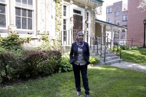 Eman Hammad outside the Centre for International Experience