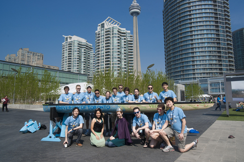 UofT Engineering students with their concrete canoe