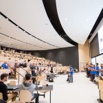 Joseph Orozco, executive director of The Entrepreneurship Hatchery, gives opening remarks at Demo Day 2018, held on September 5 in the new Myhal Centre for Engineering Innovation & Entrepreneurship.