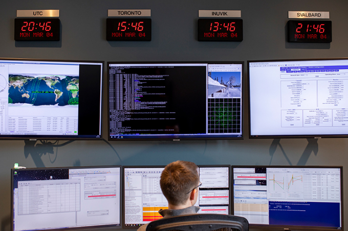 An operator monitors Kepler's satellites from a control room inside the company's headquarters on Spadina Avenue (photo credit: Nick Iwanyshyn)