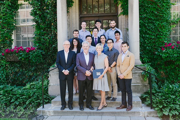 Alumnus William Troost (ChemE 6T7, front row, second from left) and Kathleen Troost (front row, second from right) celebrate with Troost ILead students, staff and faculty. (Credit: Alan Yusheng Wu)