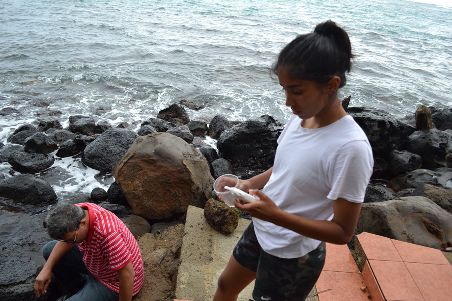 Monica Pramanick (Year 4 MechE), along with Julian Gavarez from Seeds of Learning, takes water samples to inform the design of a freshwater protection system for a spring on Big Corn Island, Nicaragua. (Photo: Monica Pramanick)