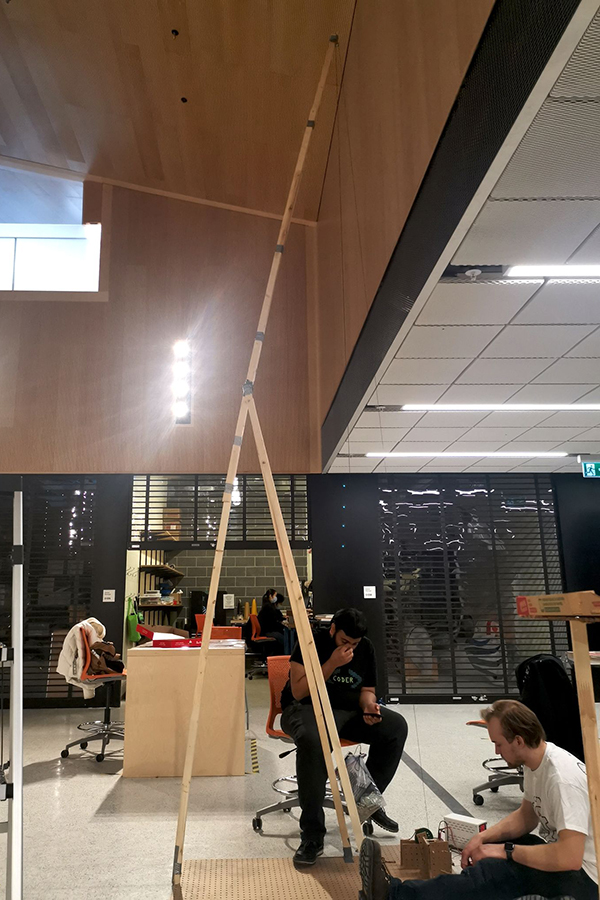 The U of T Engineering team built their prototype on the bottom floor of the Myhal Centre, uploading a video of their device in operation for the judges based across Canada. (Photo: Karman Lochab)