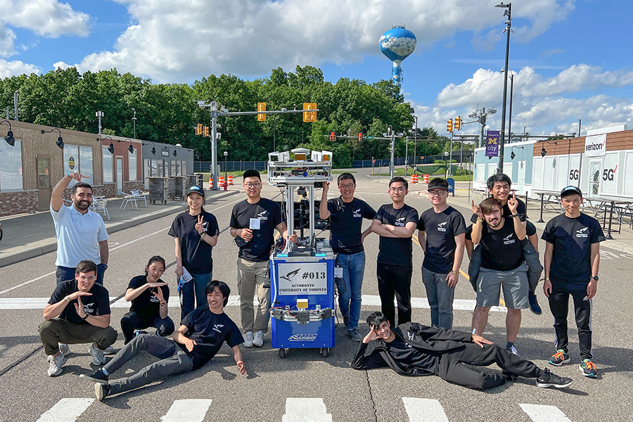 Members of the aUToronto team with their winning perception cart at MCity in Ann Arbor, Mich. (Photo: aUToronto)