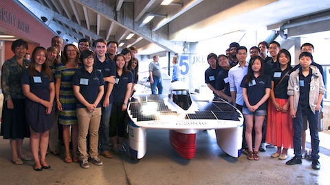 The Blue Sky Solar Racing team pose with Dean Cristina Amon