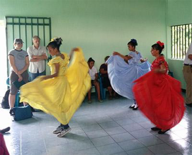 In addition to gathering data on wind speeds and farm irrigation needs, students were treated to a dance performance on their trip to Nicaragua. (Photo: John Shoust)