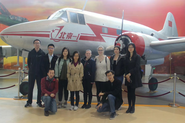 U of T Engineering students and their Chinese colleagues tour Beijing Air and Space Museum. (Photo courtesy Ashley McIlvena)