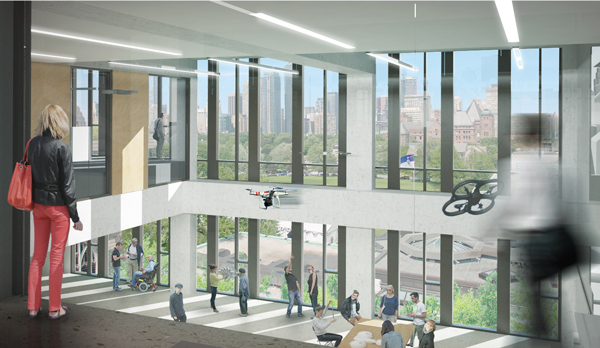 Autonomous drones and self-driving wheelchairs are just some of the devices being worked on in the Institute for Robotics and Mechatronics. (Image courtesy Montgomery Sisam Architects & Feilden Clegg Bradley Studios)