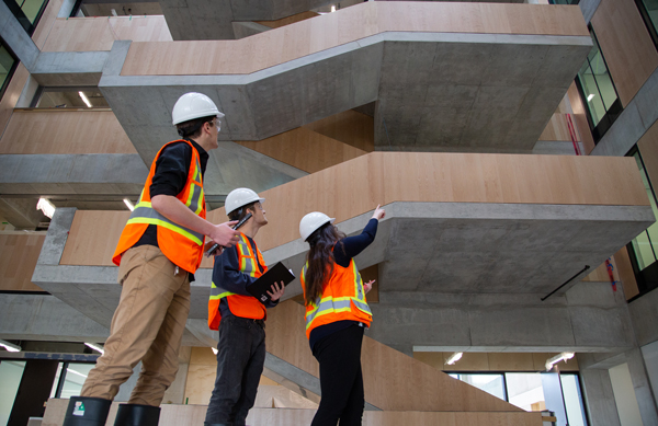 Students explore the atrium of the Myhal Centre during a tour. (Photo: Laura Pedersen)