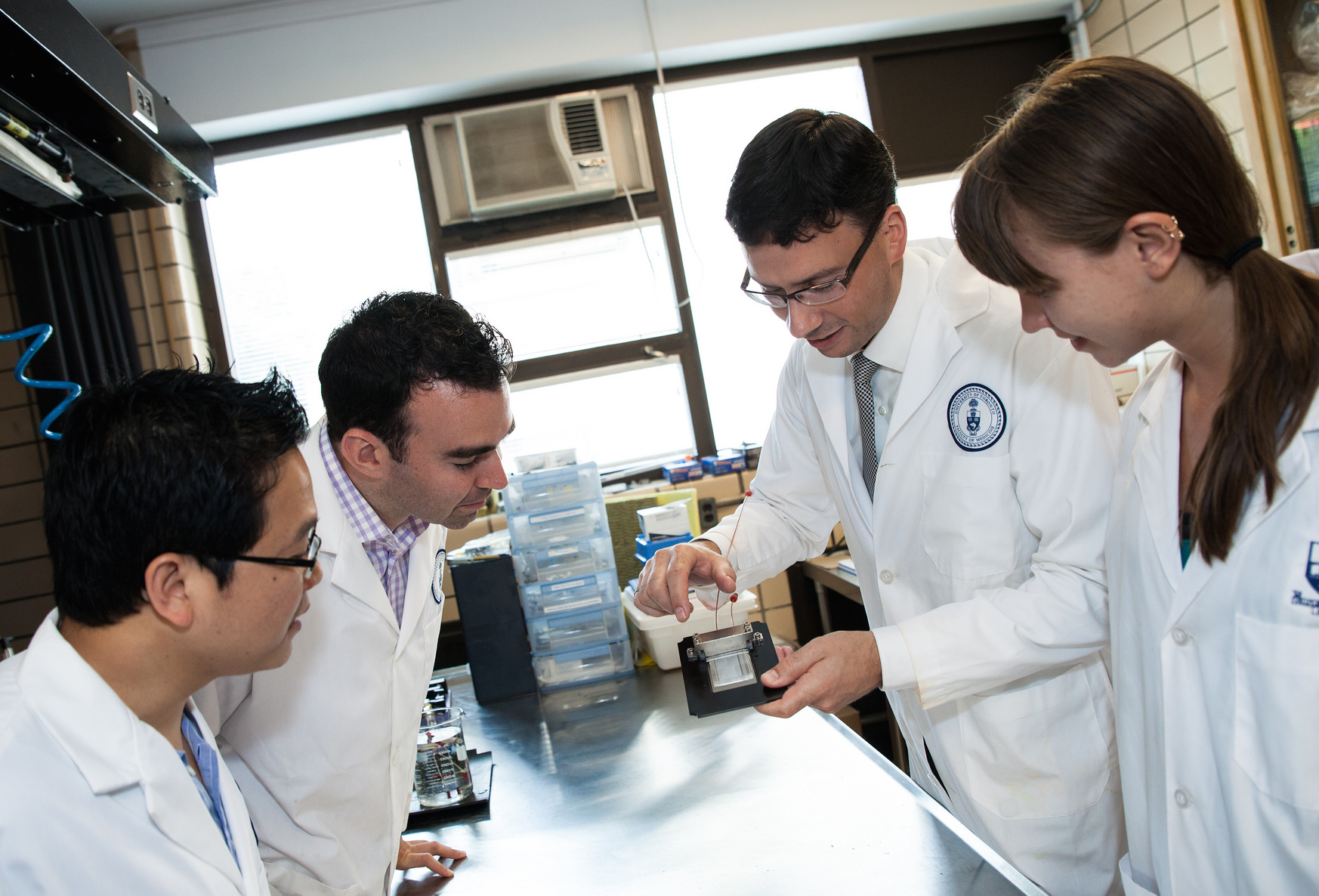 Professor David Stinton in the lab with colleagues