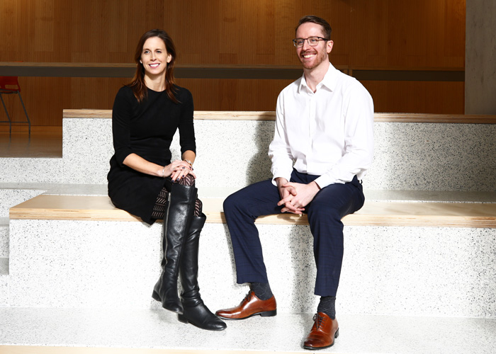 Allison Brown (left) is director of corporate & foundation partnerships at U of T Engineering; Adriano Vissa (right) is associate director of corporate partnerships. (Photo: Liz Do)