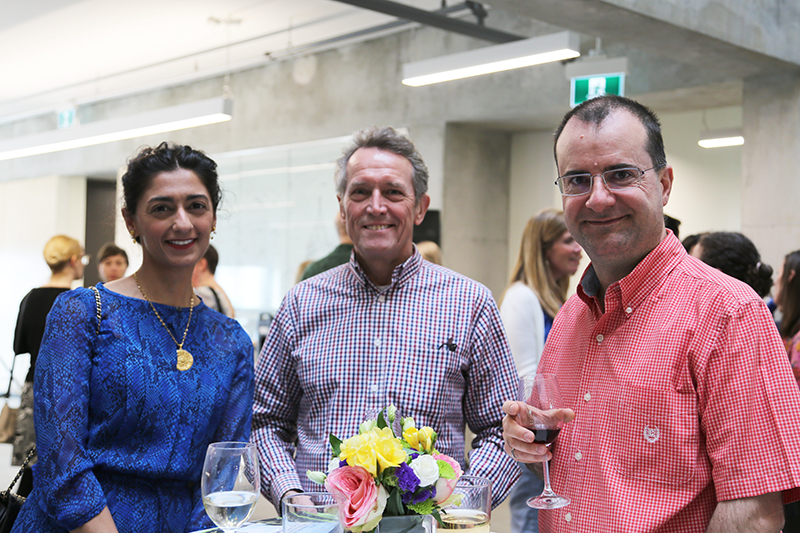 More than 200 U of T Engineering faculty and staff gathered in the Myhal Centre for Engineering Innovation & Entrepreneurship. (Photo: Erica Rae Chong)