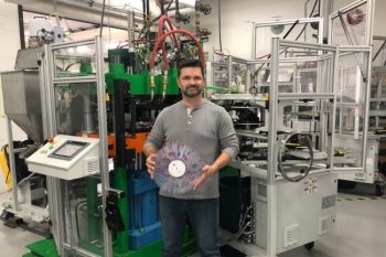 The vinyl renaissance continues — sales of vinyl records have grown every year for at least a decade, and may now have eclipsed sales of CDs. But if you want to start up a new label, there are only two companies in the world from whom you can buy your vinyl pressing machinery. Etobicoke-based Viryl Technologies is one of them. Founded by James Hashmi, Chad Brown and U of T Engineering alumnus Rob Brown (MechE 0T0), the company has more than 50 presses in operation around the world. Artists whose records have been pressed with Viryl's machines include country singer Eric Church — both he and Viryl were recently featured in a Ram commercial.