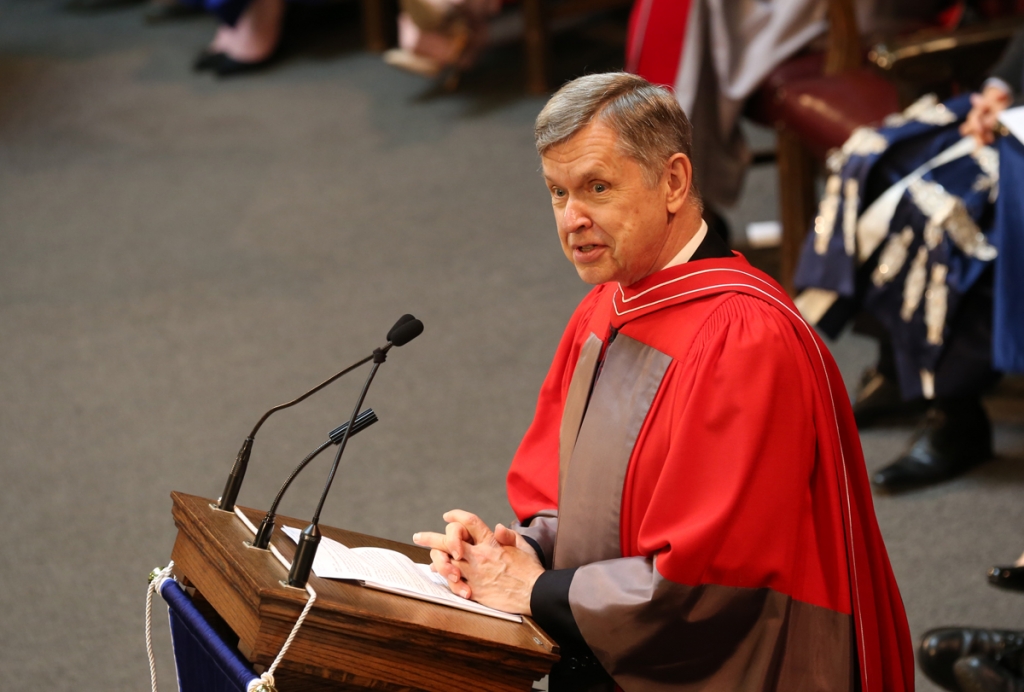 Alumnus Alfred Aho (pictured here in 2015 receiving his honorary degree at U of T) and collaborator Jeffrey Ullman have been named 2020 AM Turing Award recipients. (Photo: Roberta Baker)