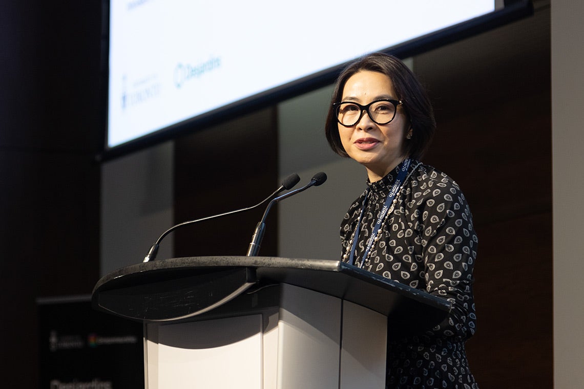 Eva Lau (IndE 9T2), pictured here speaking at U of T's True Blue Impact Day, will speak about the importance of diversity in entrepreneurial mentorship at a special session on June 28. (Photo: Polina Teif)