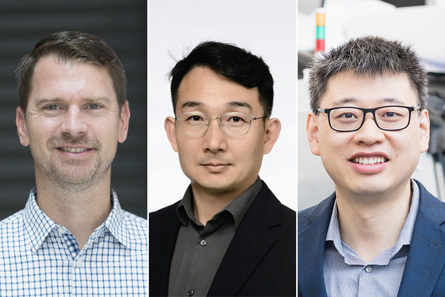 Left to right: U of T Engineering Professors Greg Jamieson (MIE), Oh-Sung Kwon (CivMin) and Yu Zou (MSE) are all leading new research projects that look at various aspects of small modular reactors, an emerging technology that could shift how and where nuclear power is used.