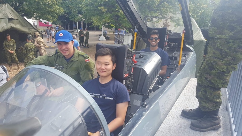 Zayne Thawer and Peter Yao with the Royal Canadian Air Force at the Canadian National Exhibition. 