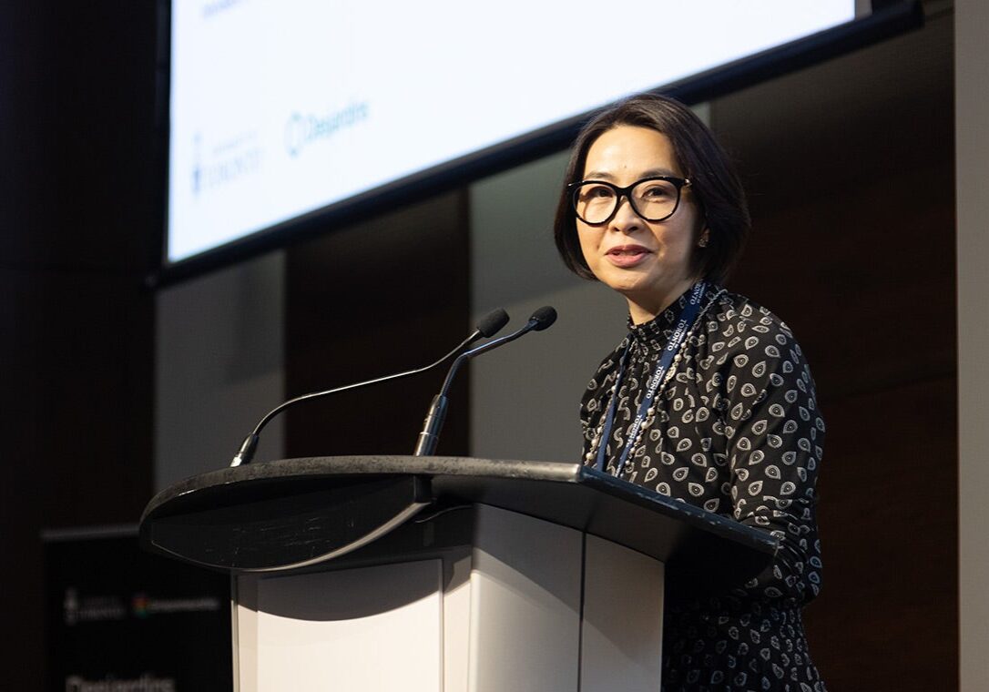 Eva Lau (IndE 9T2), pictured here speaking at U of T's True Blue Impact Day, will speak about the importance of diversity in entrepreneurial mentorship at a special session on June 28. (Photo: Polina Teif)