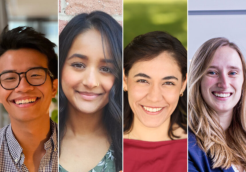 Left to right: Mickael Dang (ChemE PhD candidate), Heta Lad (BME PhD candidate), Carolina Chavez Madero (BME PhD candidate), Arianna Skirzynska (ChemE PhD candidate) are four of the nine winners of this year’s Cecil Yip Doctoral Research Awards. (Photos submitted)