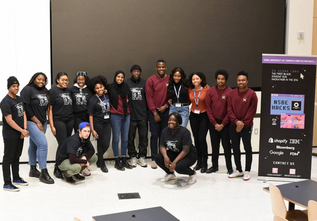 The NSBEHacks 2020 team, many of whom are back to lead NSBEHacks 2021. This year’s student organizers also include Adam Cassie (Year 3 ECE), Rebecca Lashley (Year ECE), Kyra Nankivell (Year 1 IndE) and Boleng Masedi (Year 4 ECE). This photo was taken prior to the COVID-19 pandemic. (Photo courtesy of NSBEHacks) 